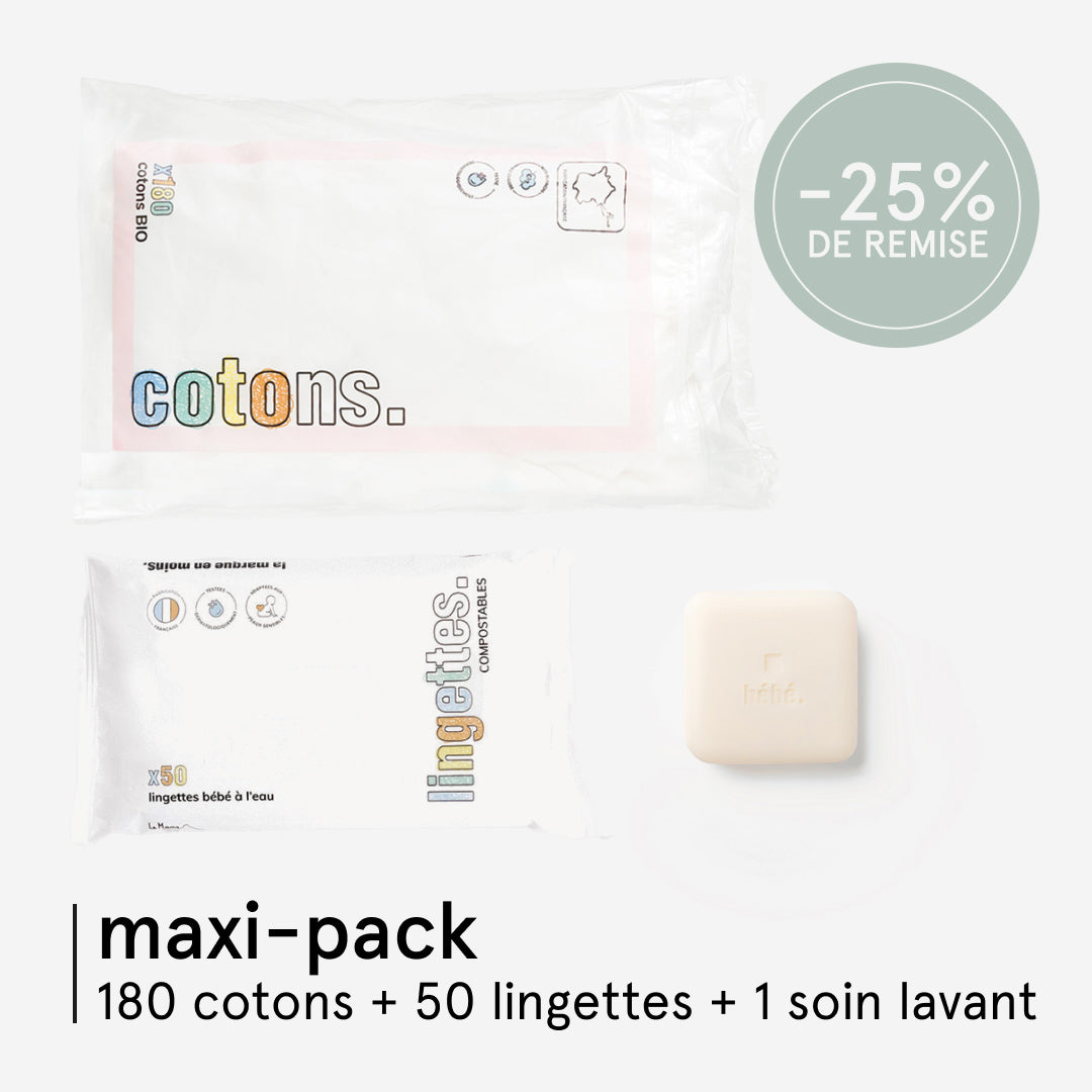 Soin lavant bébé + Lingettes + Cotons