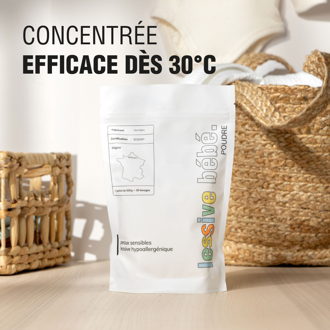 Kit de départ lessive poudre bébé et peaux sensibles
